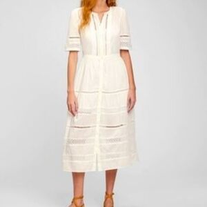 GAP Cotton/Lace Midi Dress Size Medium